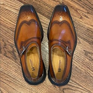 DIVINCH luxury Men's Brown Brogue Monk Shoes With Chunky Sole